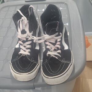Vans  Black and White High-Top Sneakers